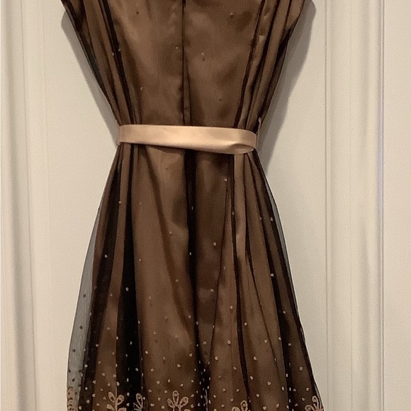 Adrianna Papell Formal Mini Dress Size 12P VNeck Black Beaded Lace Overlay - Picture 4 of 15